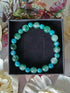 Green Chalcedony and Blue Apatite Crystal Bead Bracelet