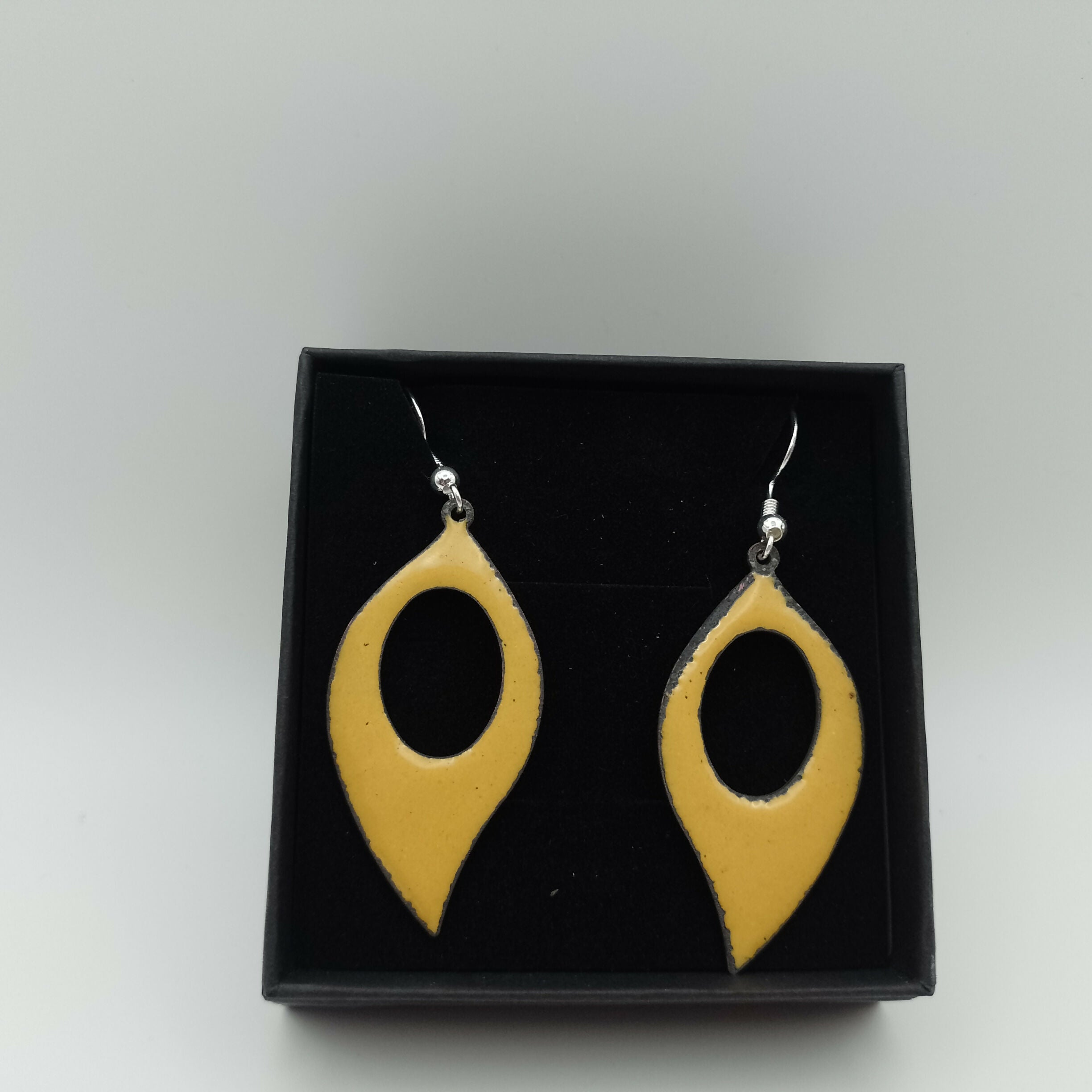 Yellow Enamel Large Teardrop Earrings