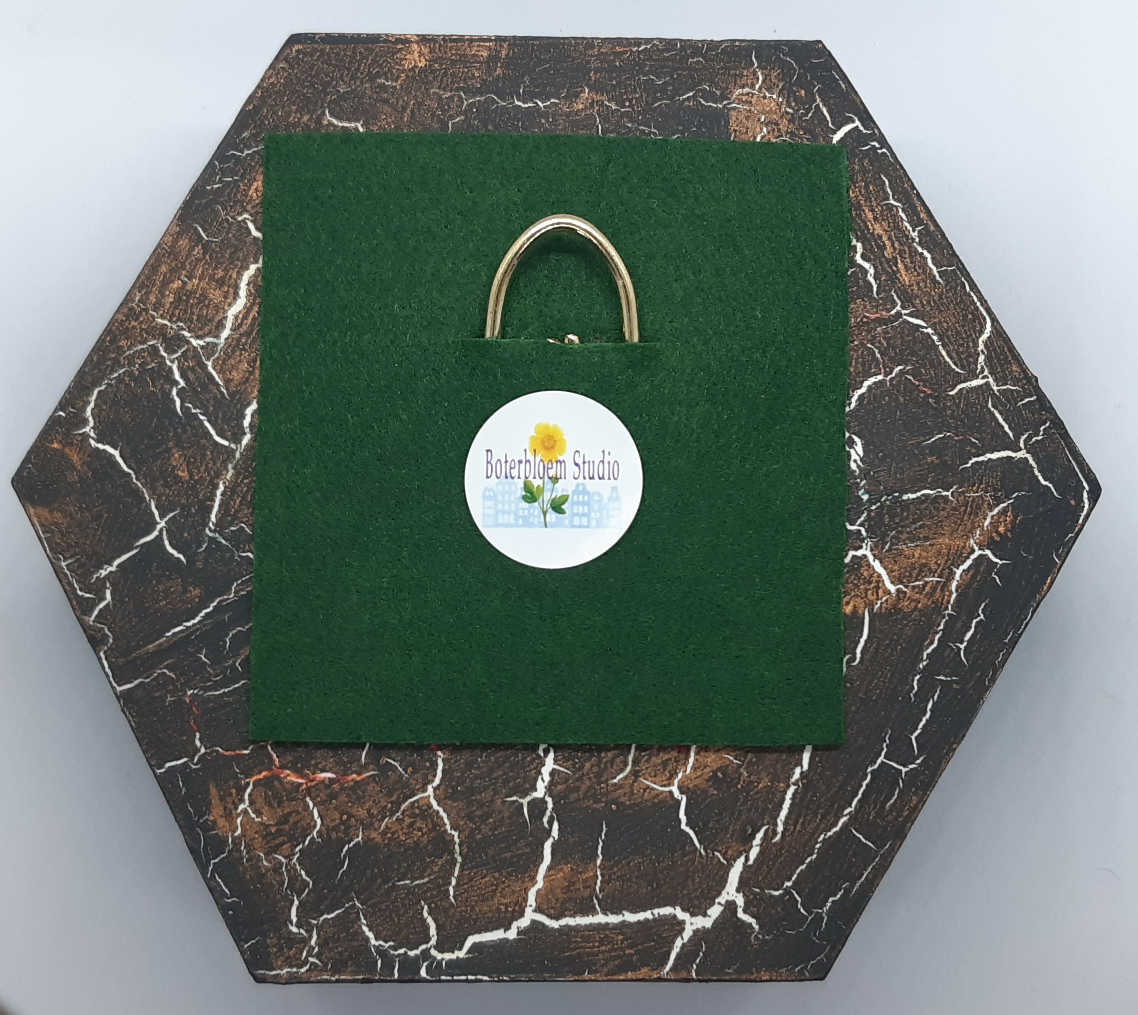 Clay Trinket Filled Hexagonal Wooden Diorama Ornament