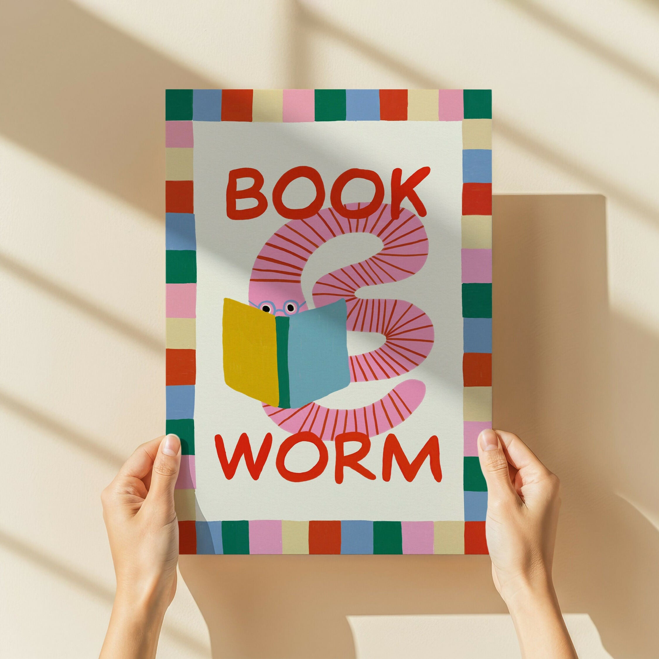 Book Worm Nursery Kids Art Print