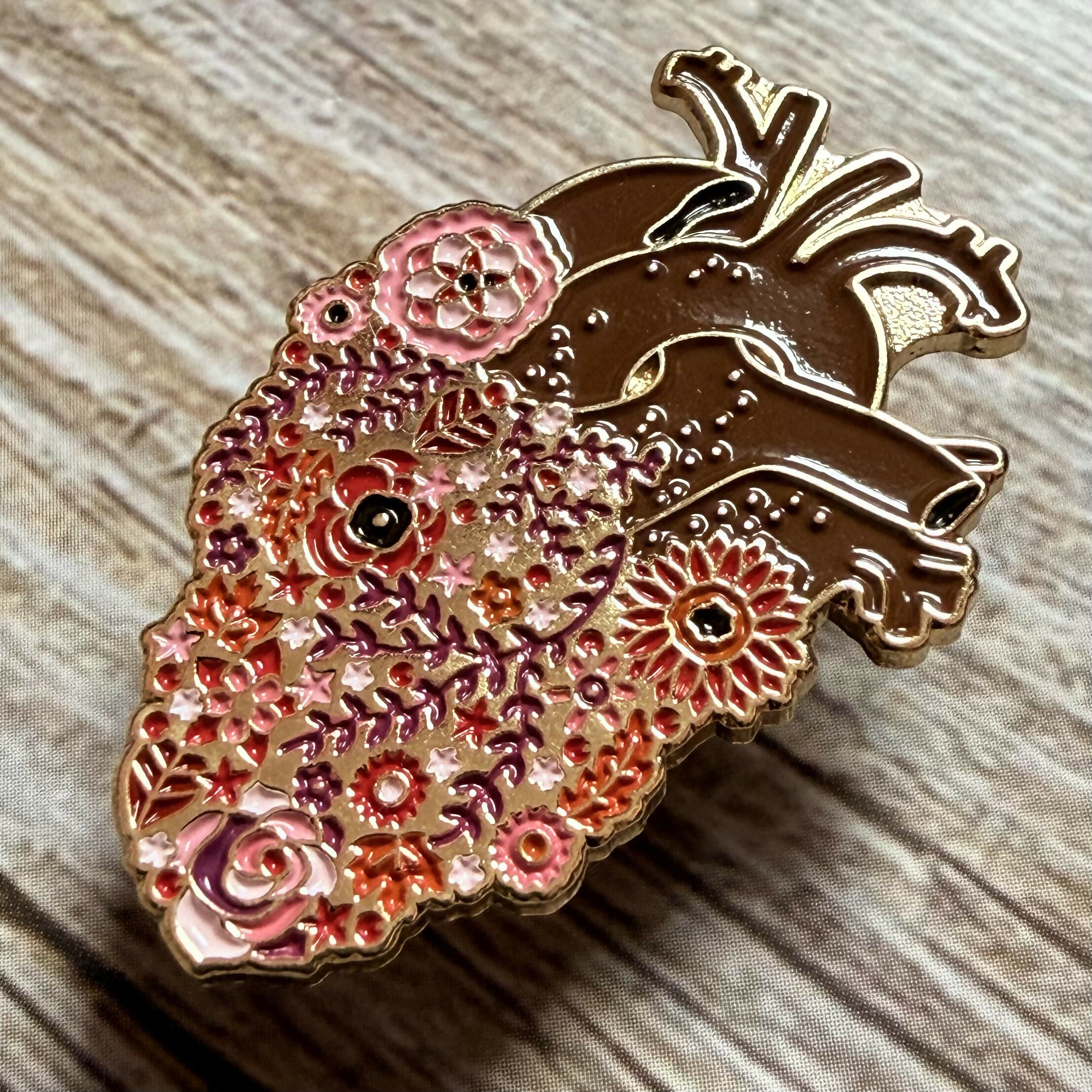 Floral Heart Pin Badge