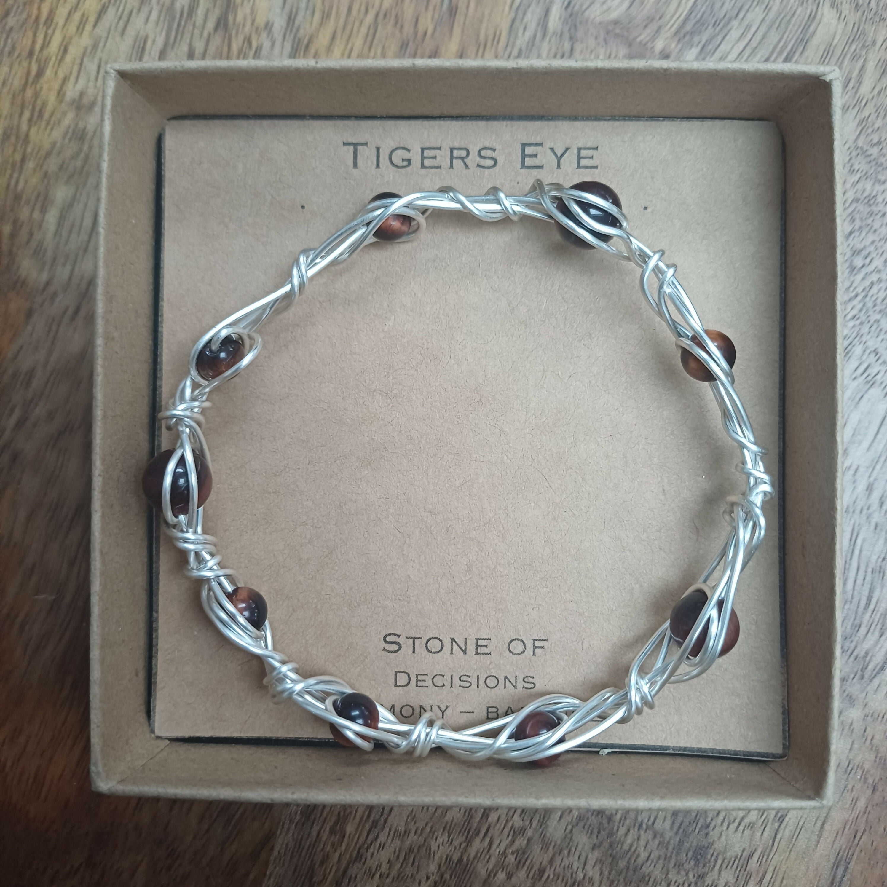 Tigers Eye Wire Wrapped Bracelet