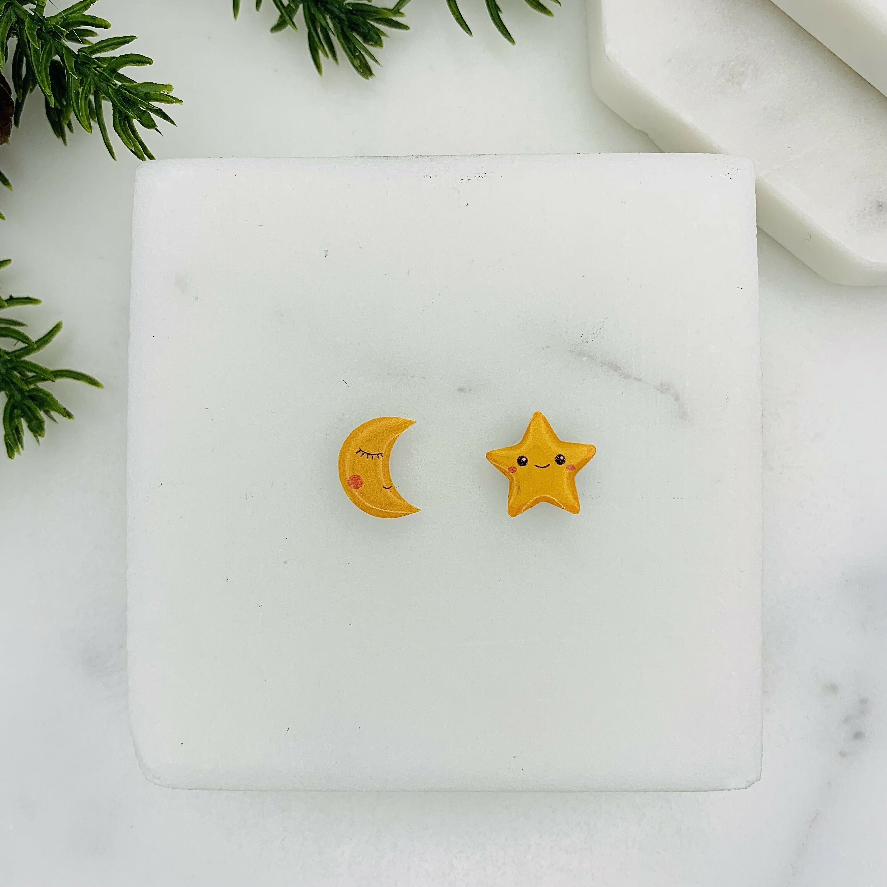 Moon & Star Mismatched Stud Earrings