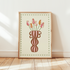 Striped Tulip Vase Print in Brown