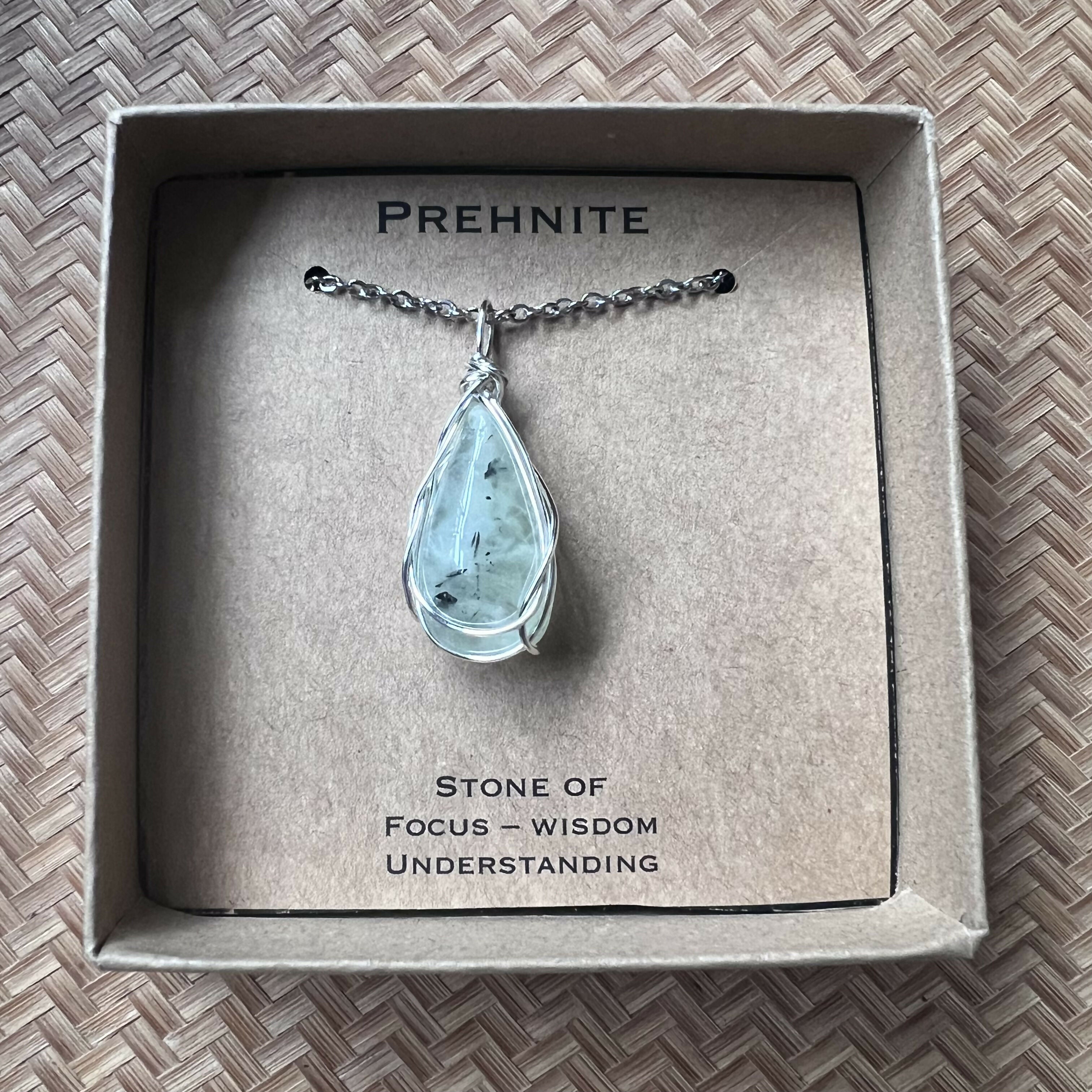 Prehnite Wire Wrapped Pendant