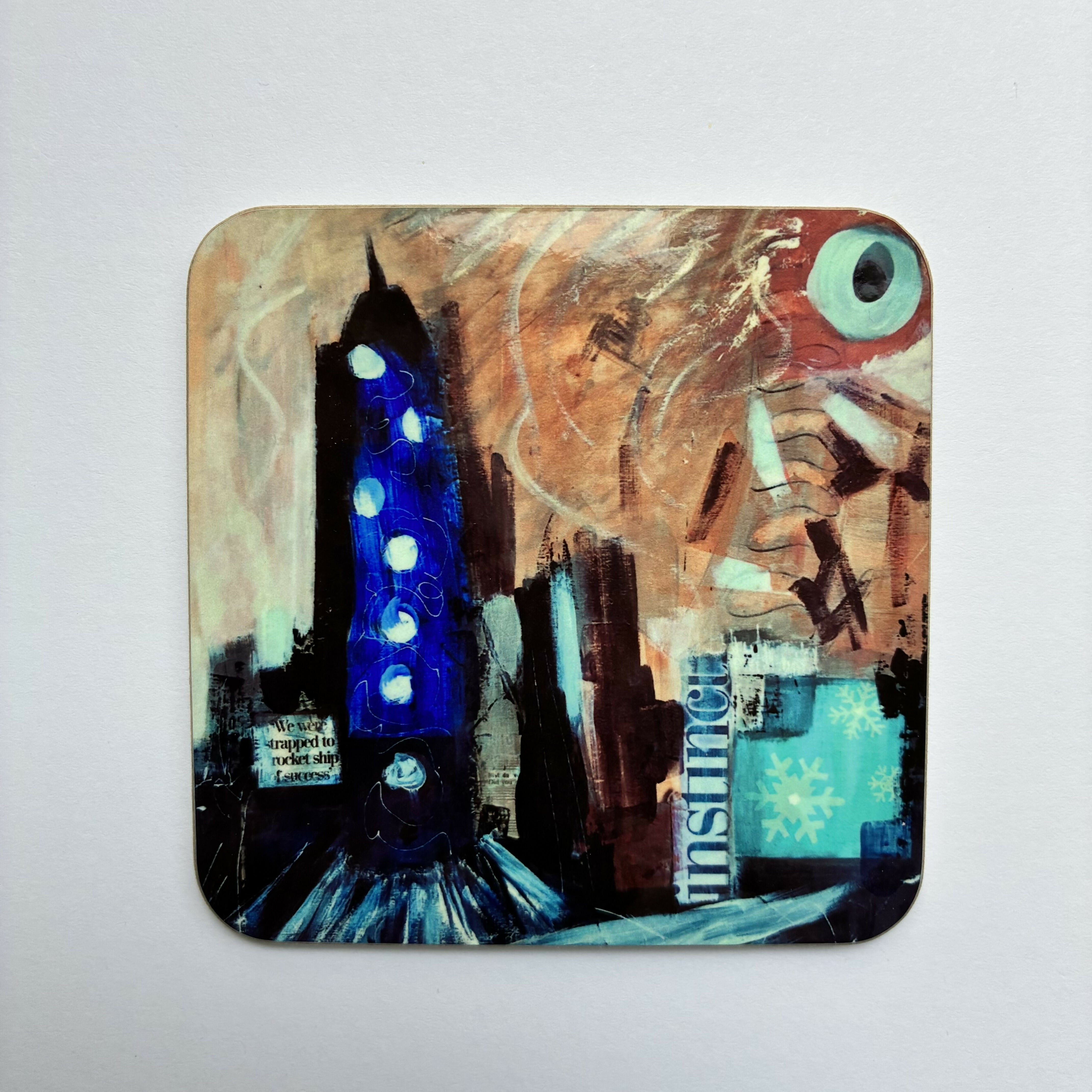 Coaster 9cm Square- Abstract Design 'Instinct'