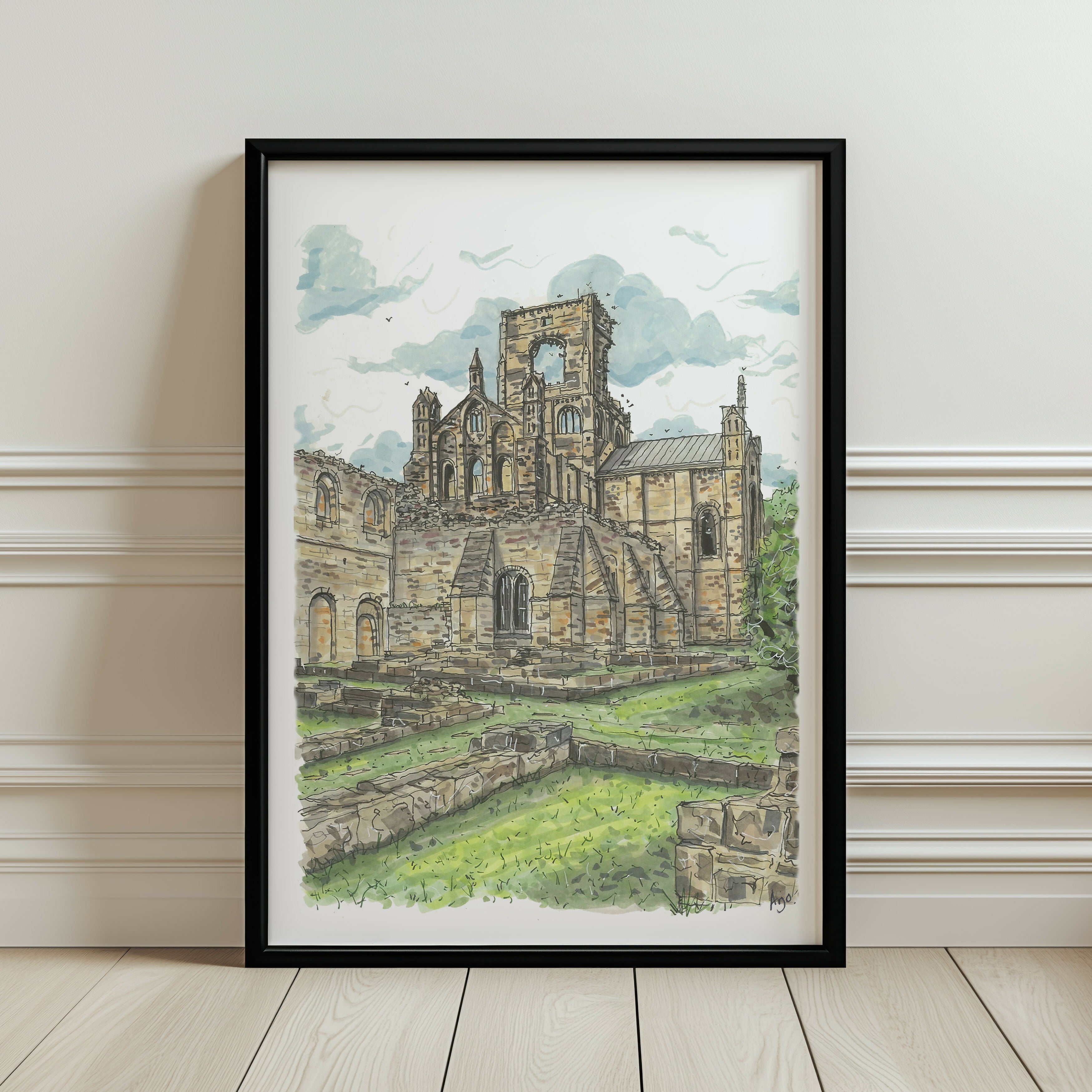 KIRKSTALL ABBEY LEEDS PRINT