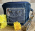 Upcycled Denim Clutch Bag with wristlet.