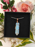 Opalite Wire Wrapped Crystal Point Necklace on Sterling Silver Chain