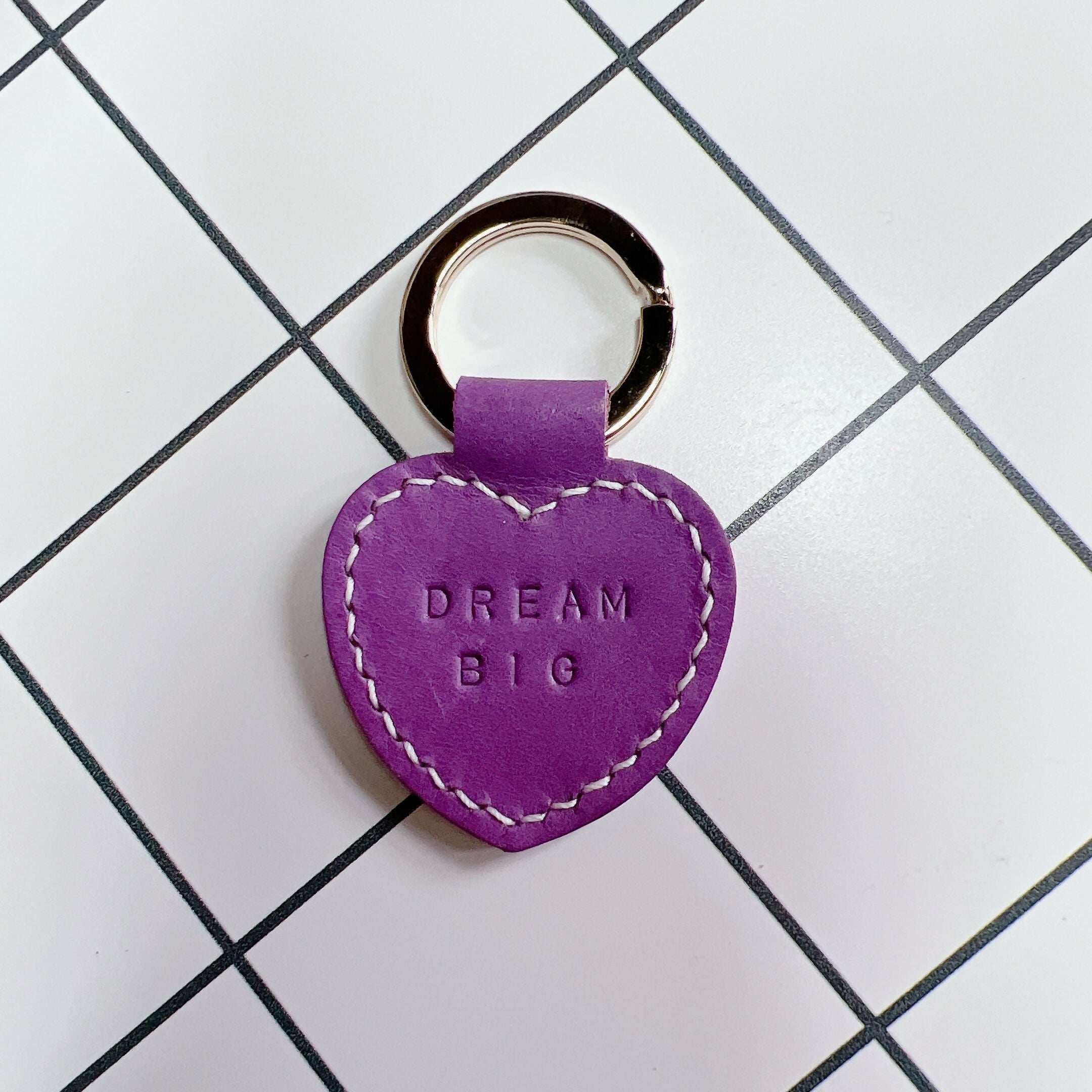 Heart Shaped Leather Keyring - DREAM BIG