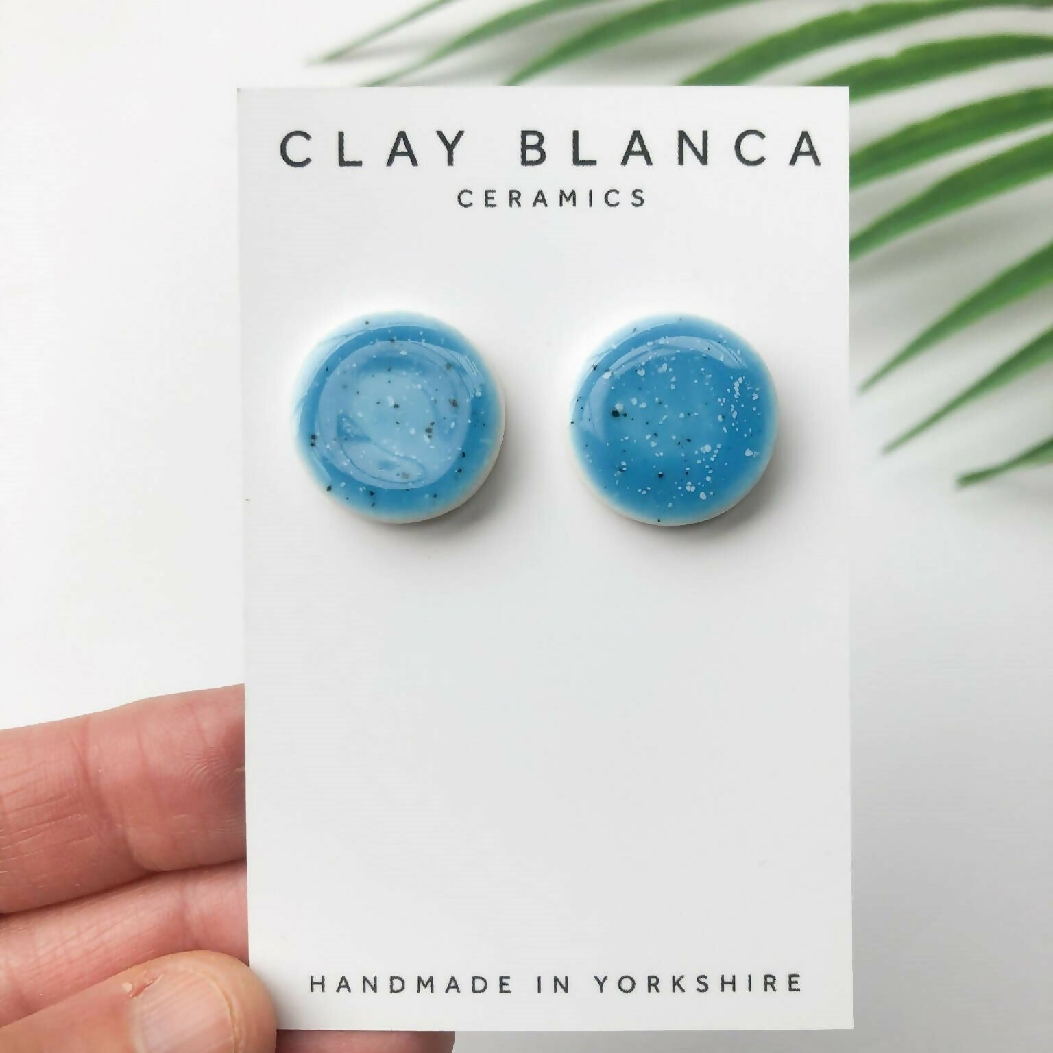 Large Speckled Sky Blue Studs