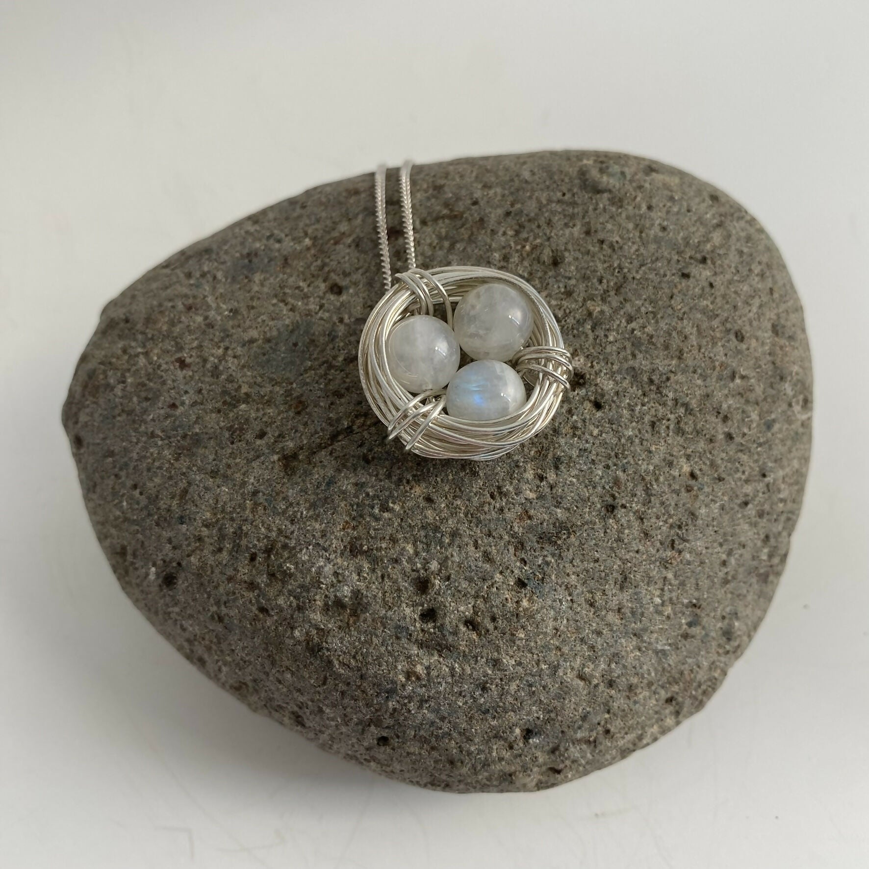 Moonstone Nest Necklace, Sterling Silver
