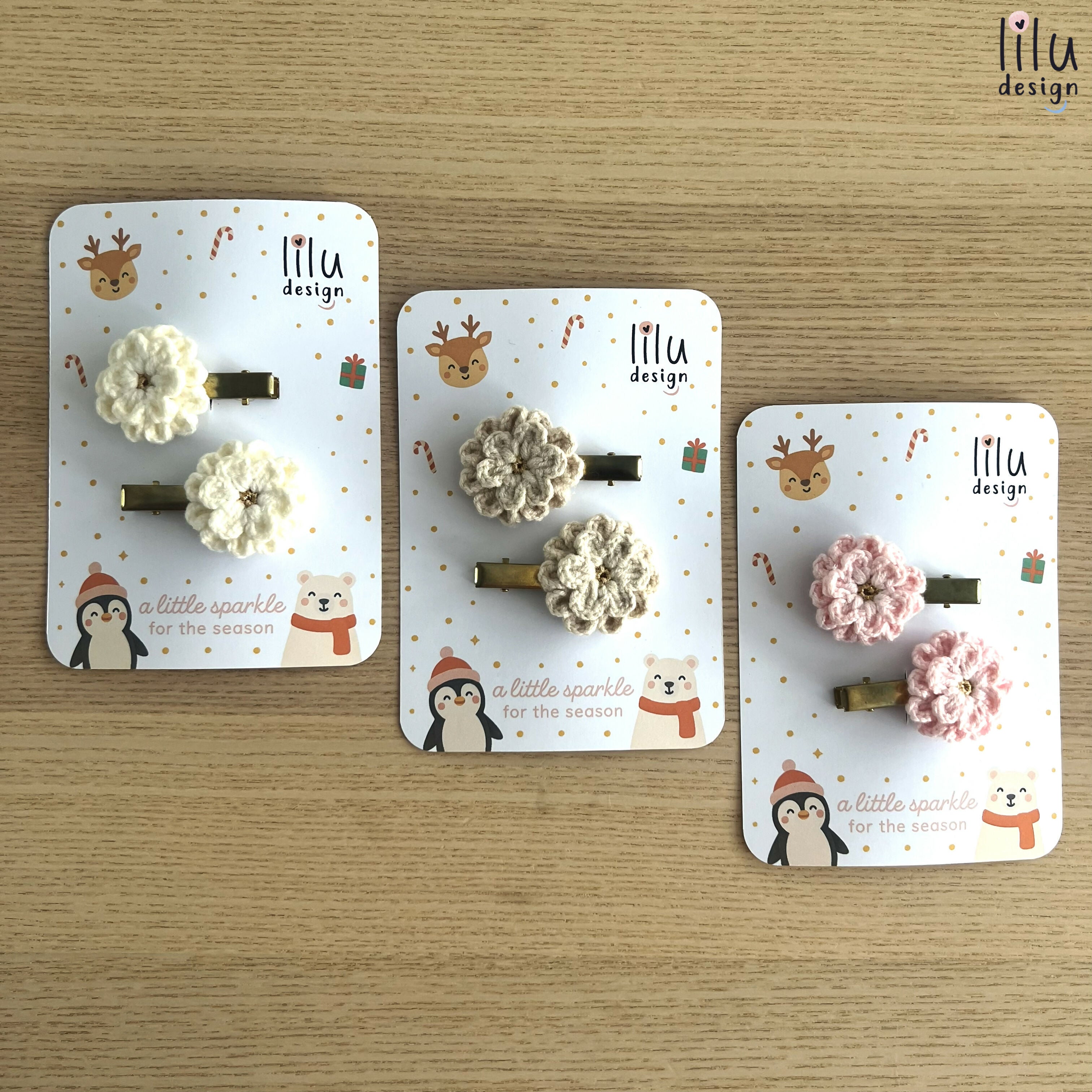 FESTIVE Hair Clip Set - 2 Primroses Snaps