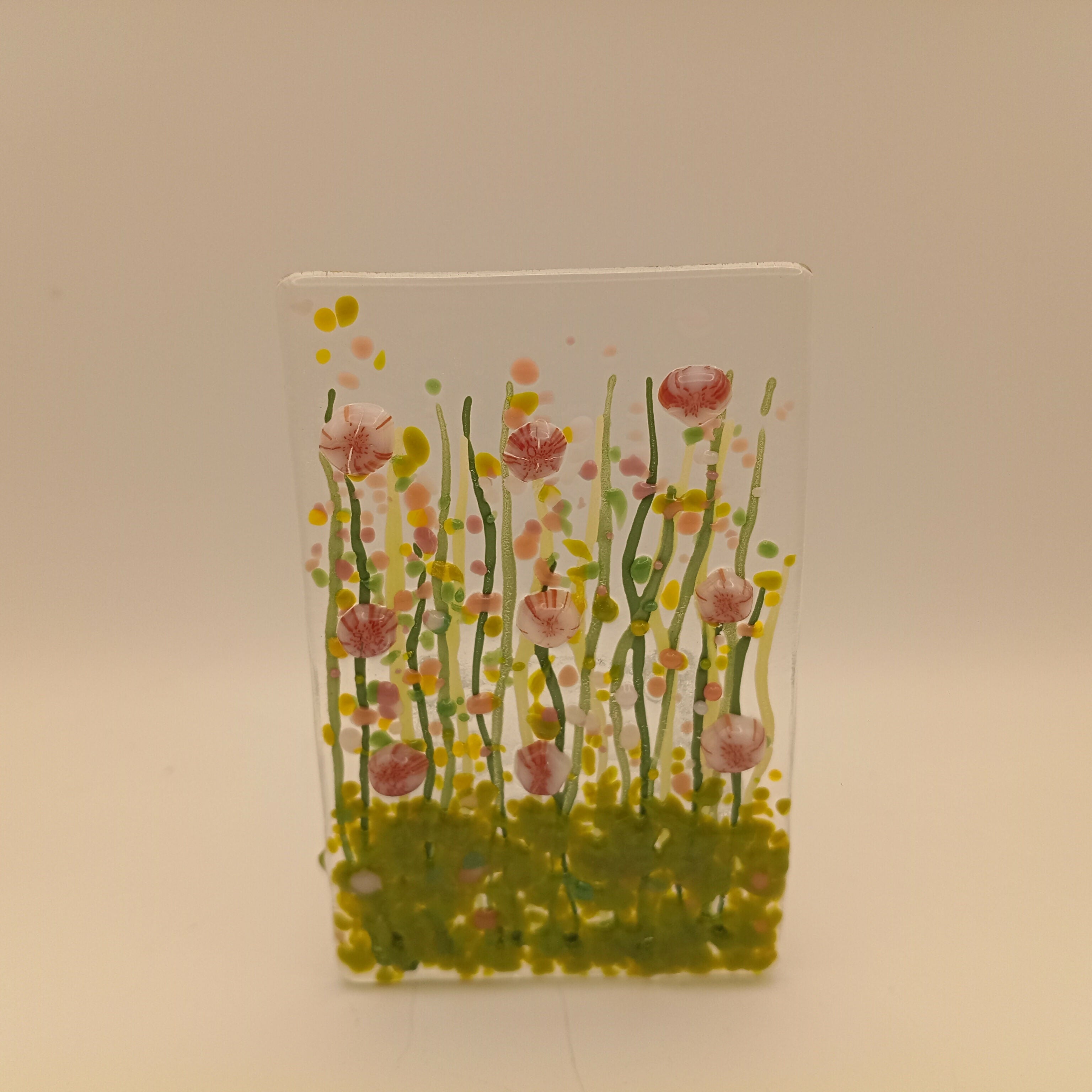 Fused Glass Pink Flower Tealight
