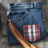 Unique Bag Handbag Made From Upcycled Jeans And Fabric With Detachable Handle