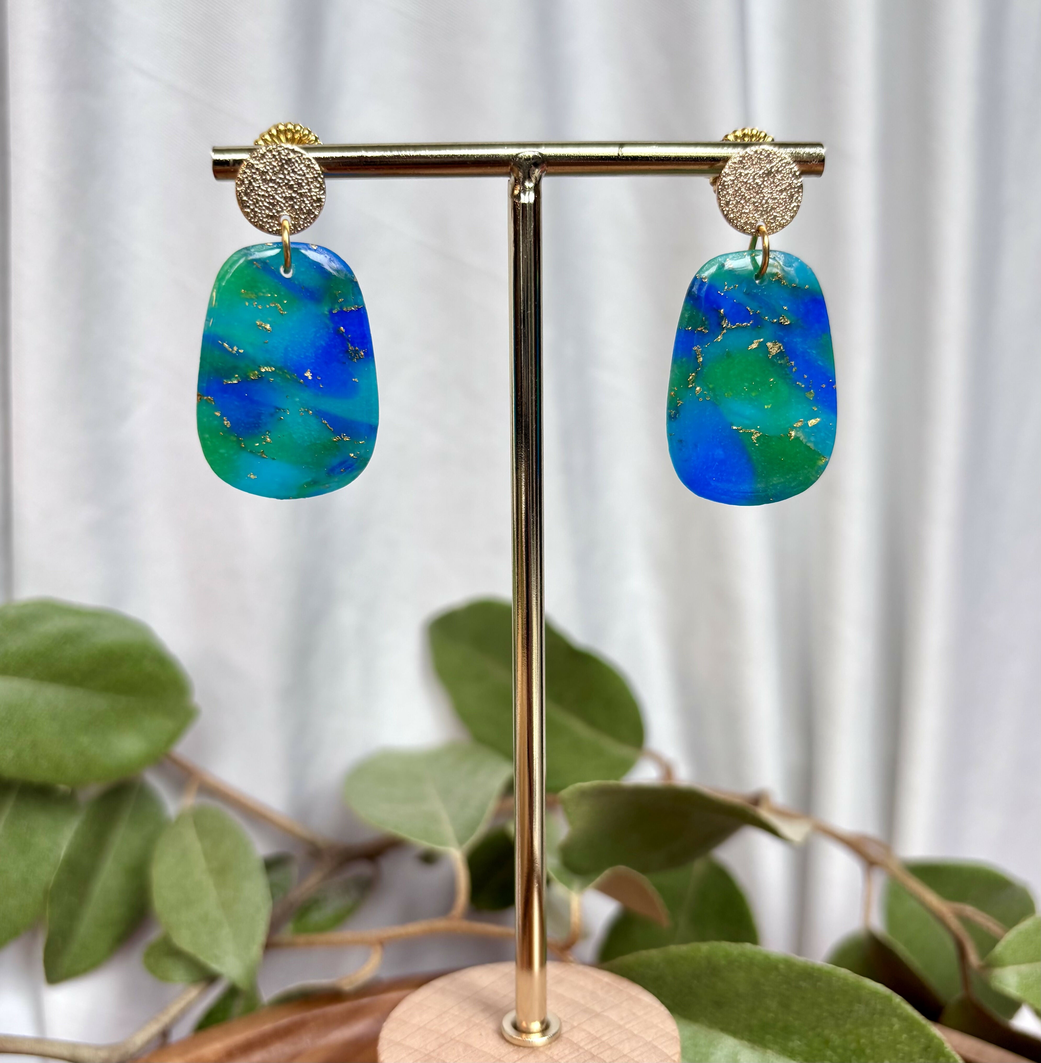Ocean Dream Collection - Oval Drop Polymer Clay Earrings