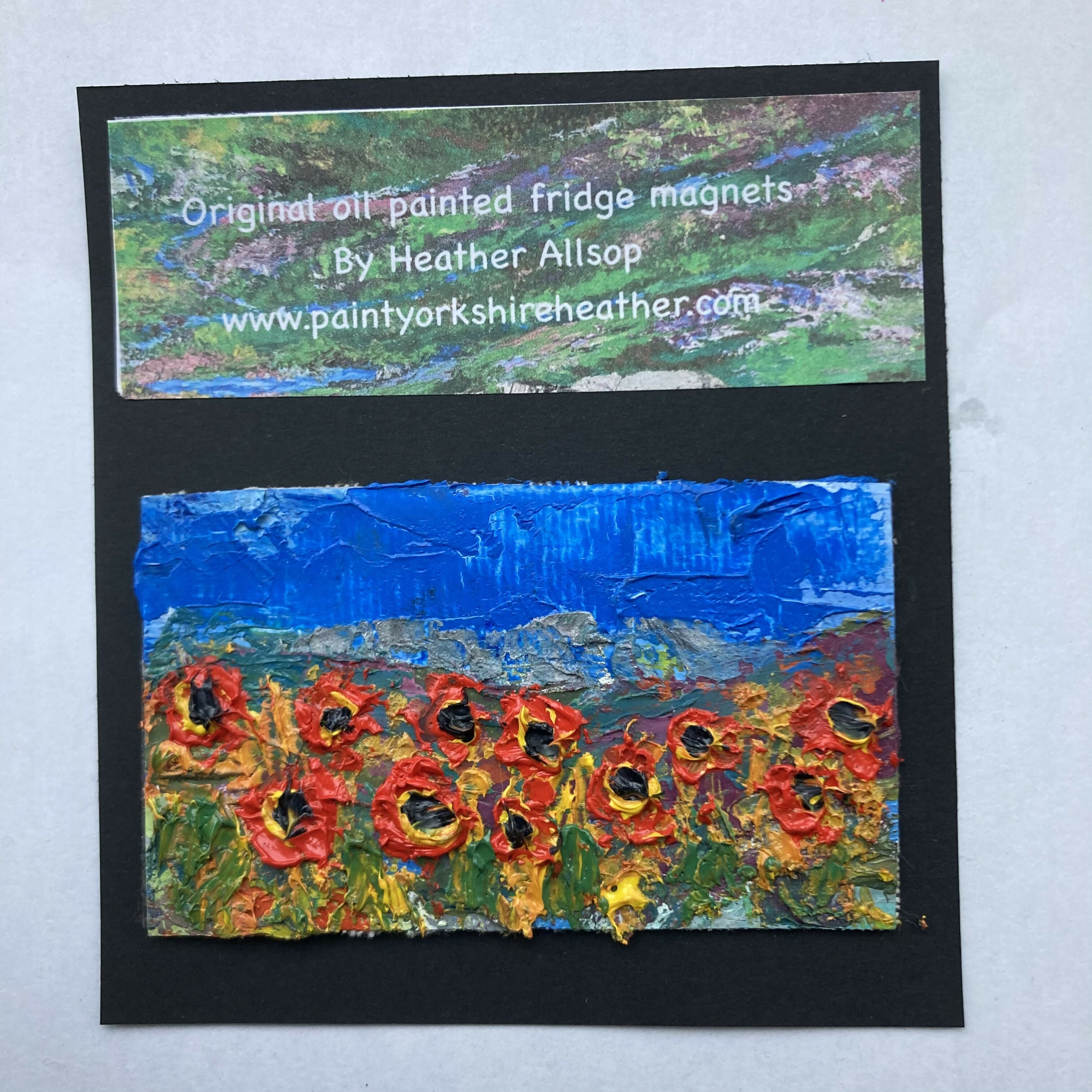 Poppies Mini Oil Painting On Canvas Fridge Magnet