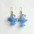 Cascading Blue Flower Earrings In Gold