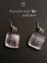 Fused Dichroic Glass Square Earrings in Silver with Sterling Silver Hooks
