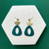 Carla Teal Polymer Clay & Gold Geometric Statement Earrings