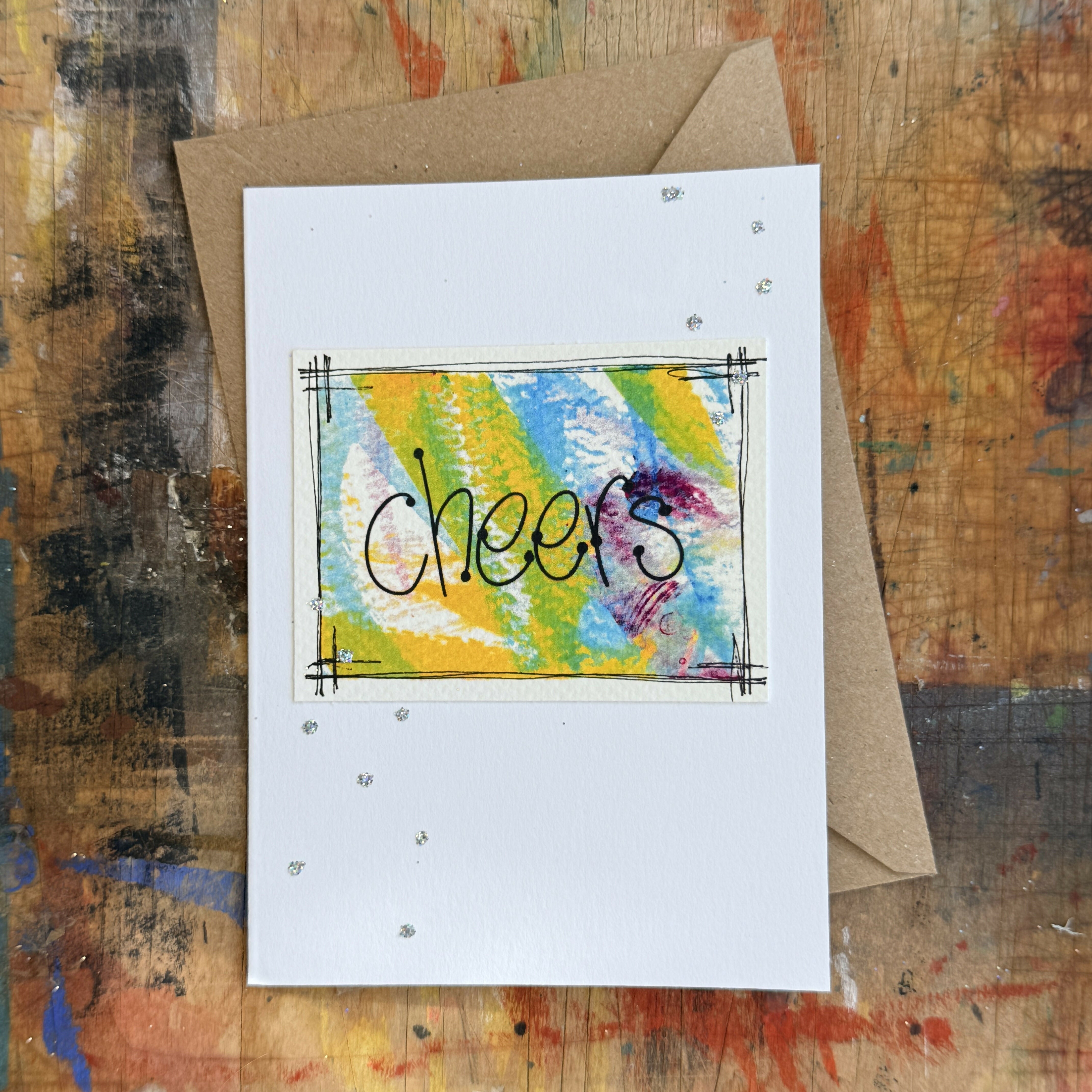 Abstract Cheers Card in Blue