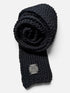 PURE MERINO WOOL, ALL BLACK, LONG LENGTH, SKINNY SCARF