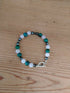 Tibetan Silver Toggle Catch Bracelet with Faceted Grey Hematite, Rose Quartz and Chrysocolla.
