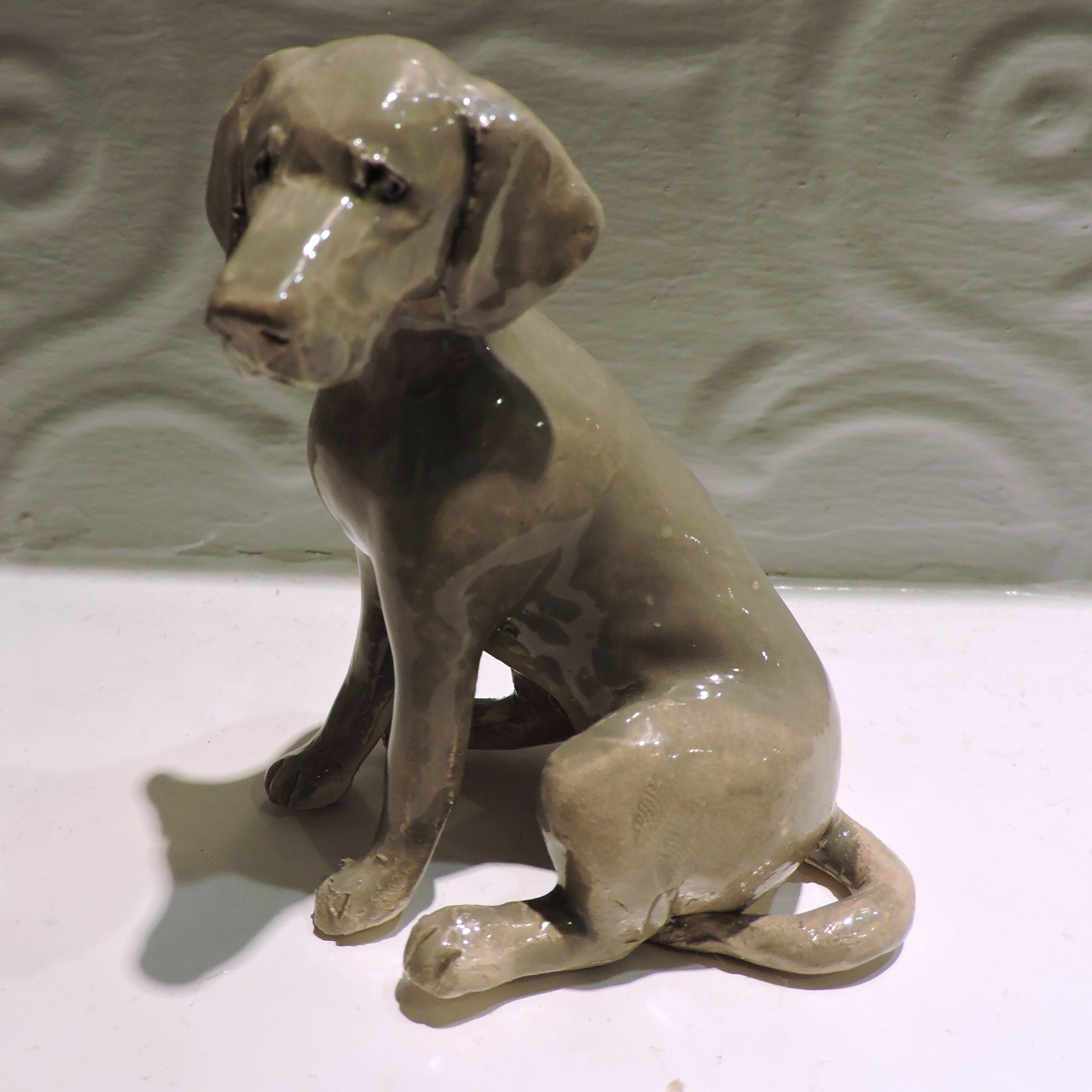 Ceramic Weimaraner Dog Sculpture
