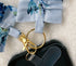 Handmade Ruffled Crossbody Phone Strap Light Blue with floral prints