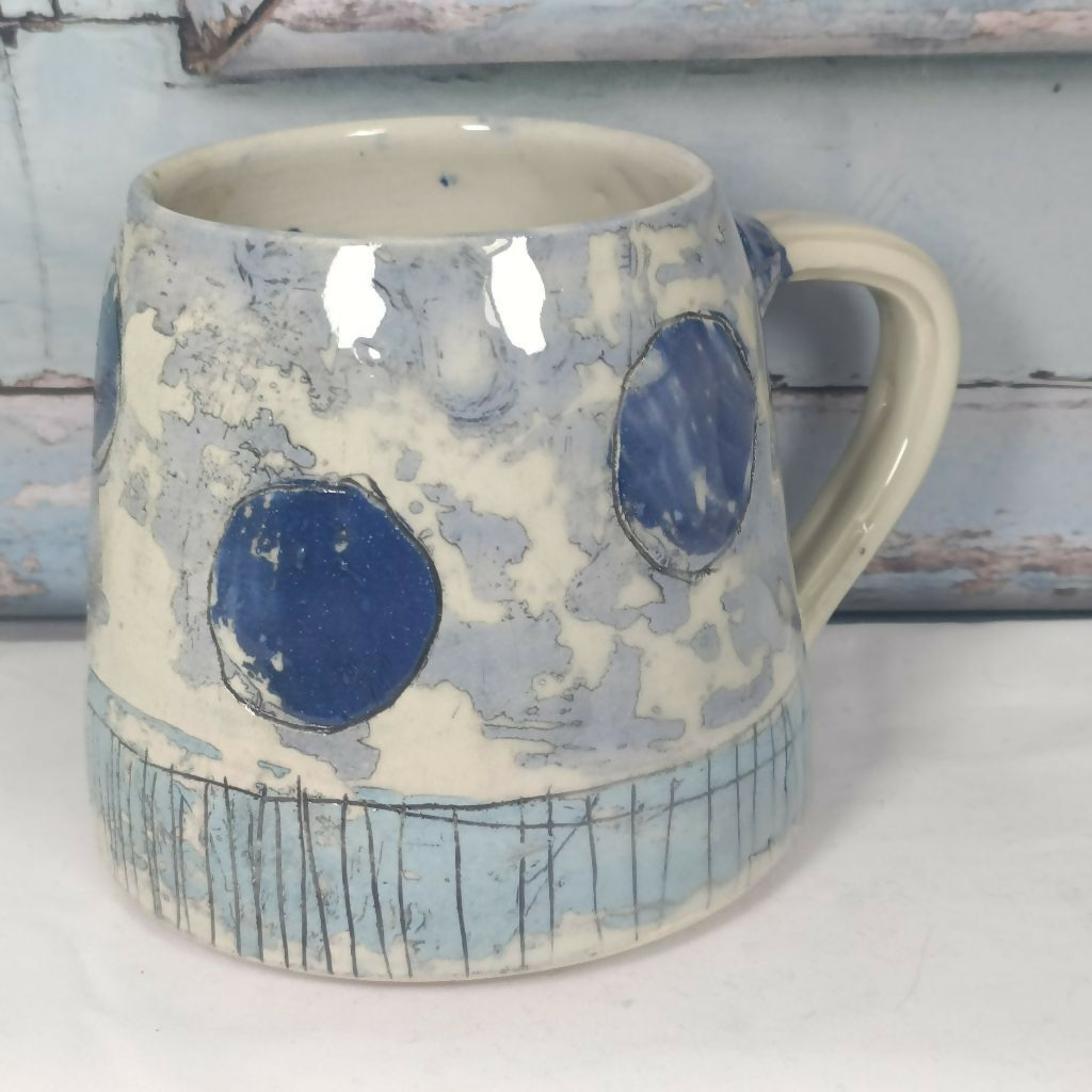 Blue Slip Monoprint Mug