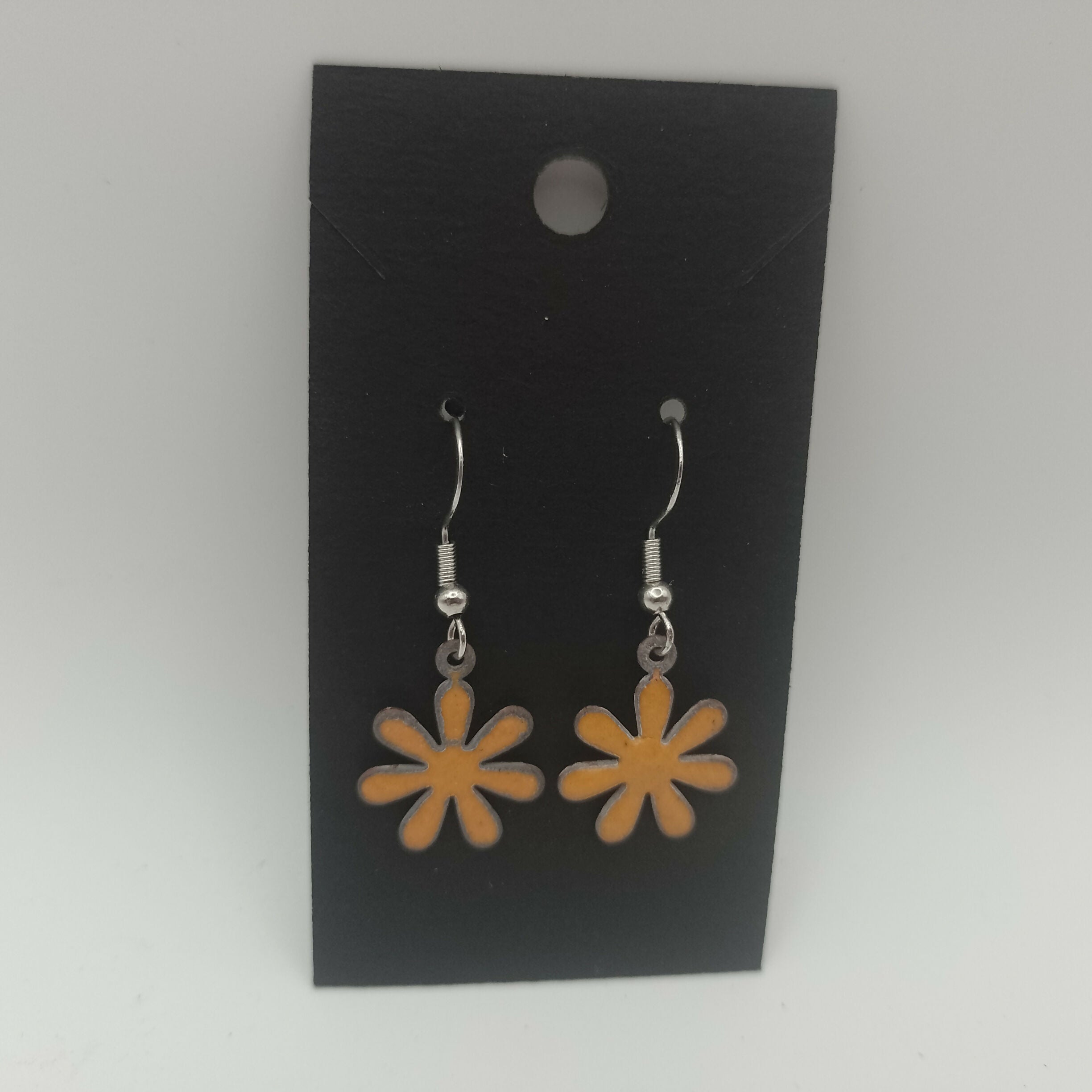 Sunflower Yellow Enamel Flower Earrings