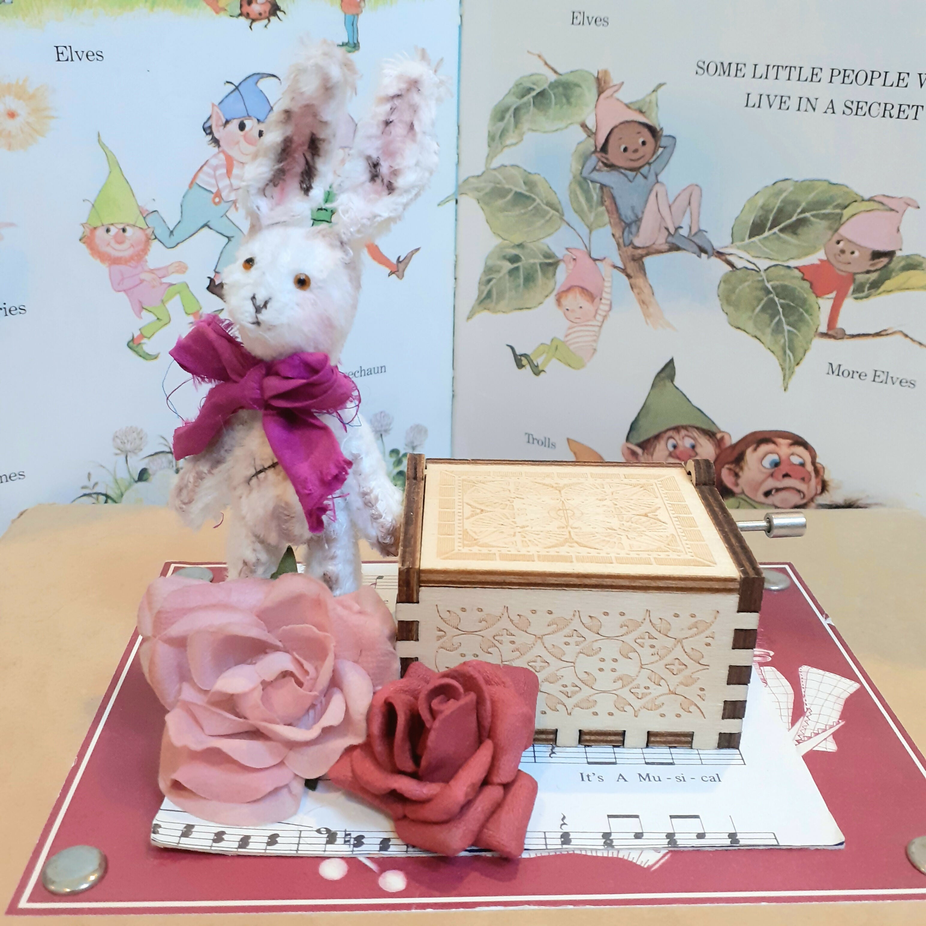 Bunny and Crank Handle Music Box Ornament