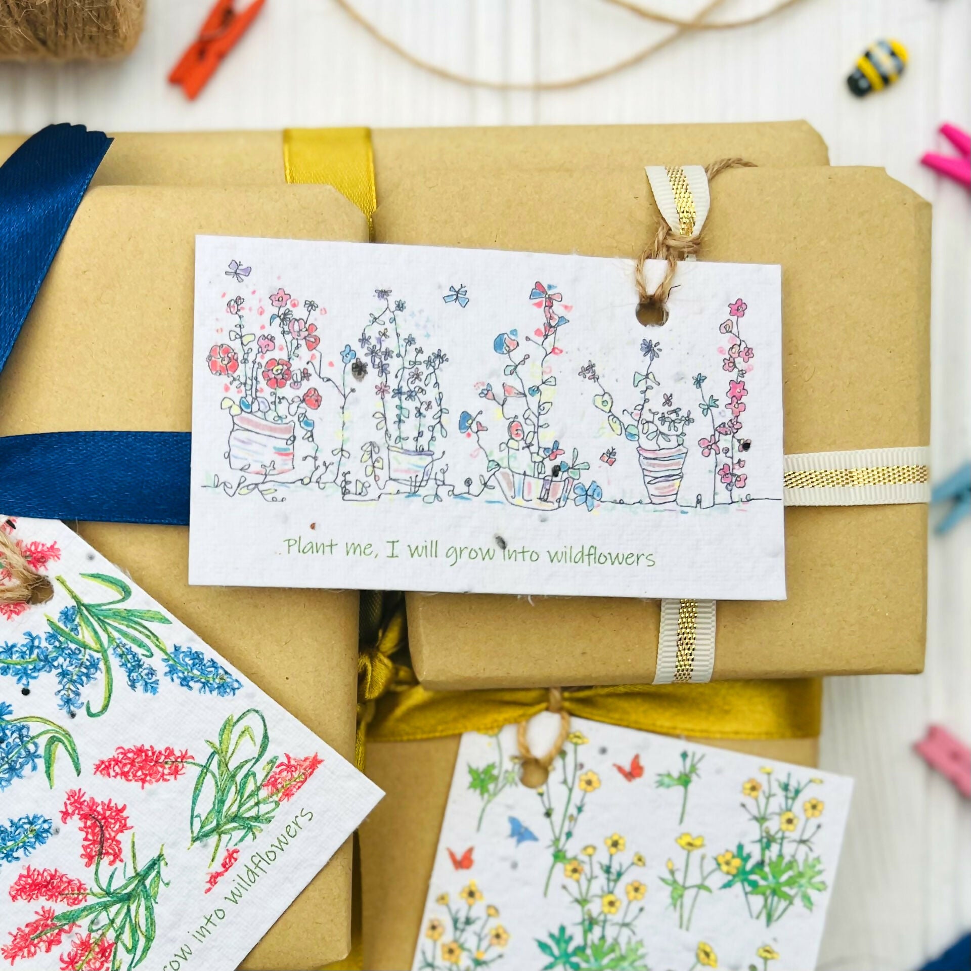 Set of Four Seed Card Gift Tags - Summer Garden