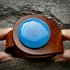 Handcrafted Natural Leather & Blue Paraiba Chalcedony Gemstone Bracelet - Size S or M