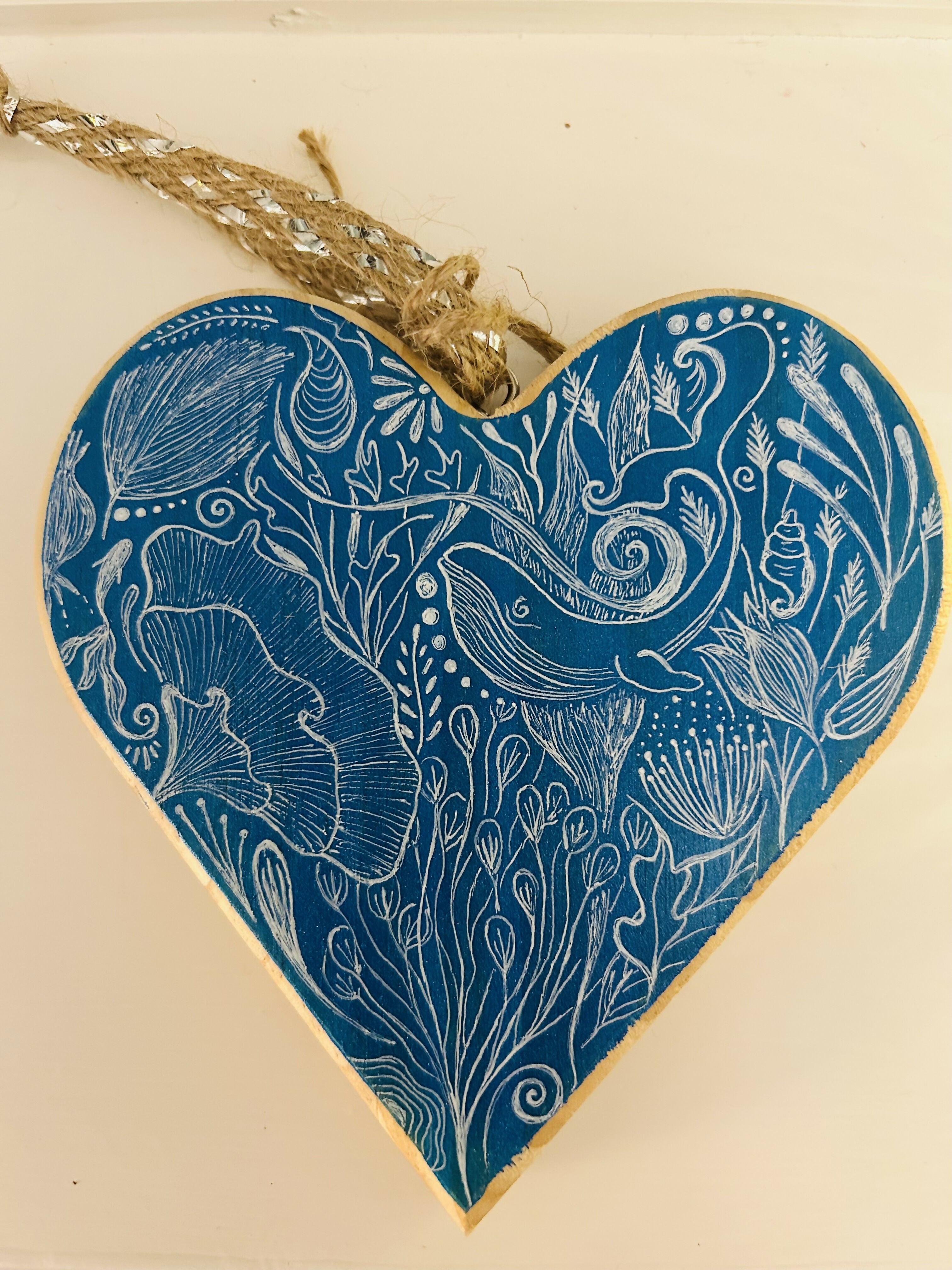 Hand Painted Ocean Heart (Large)