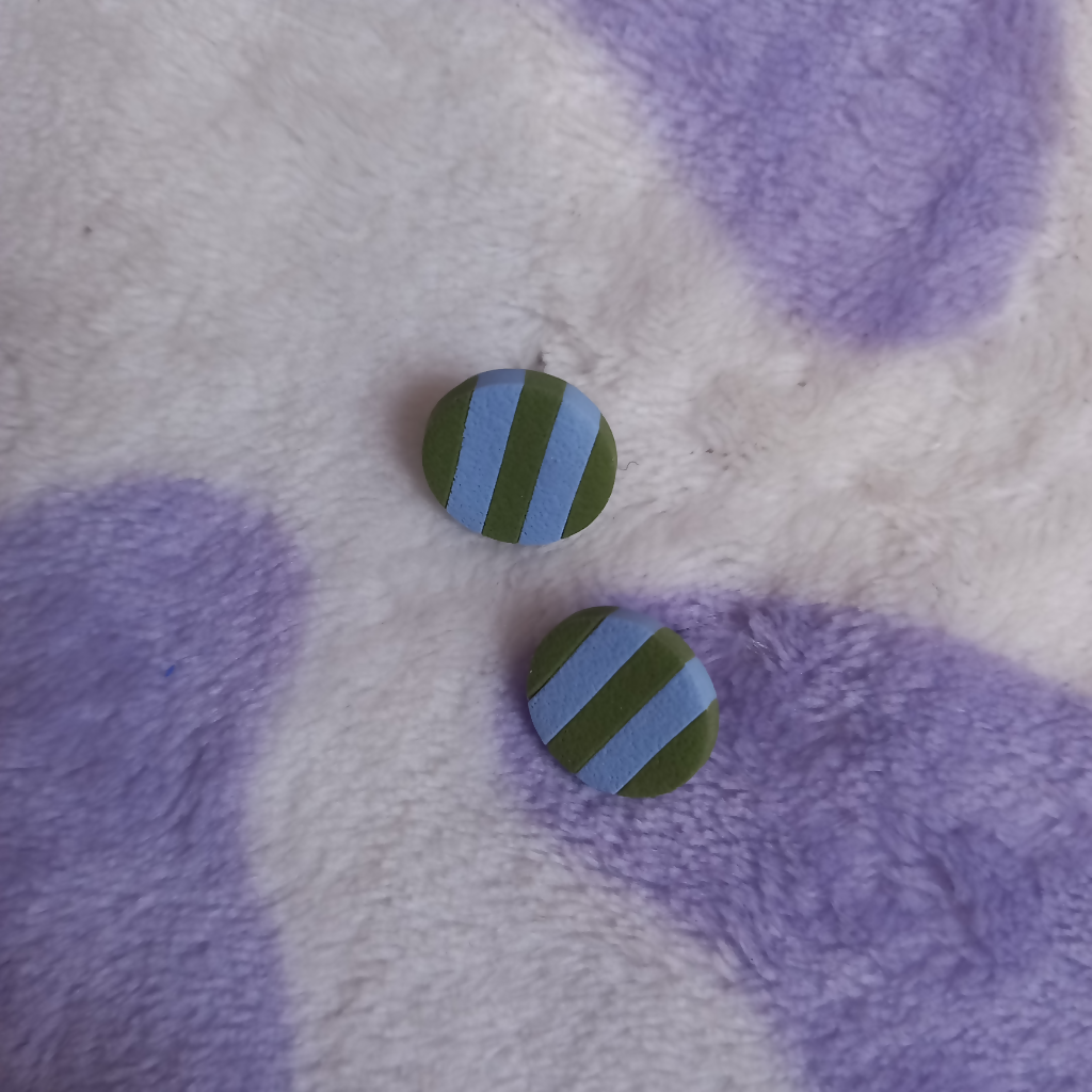 Polymer Clay Stripy Circle Stud Earrings