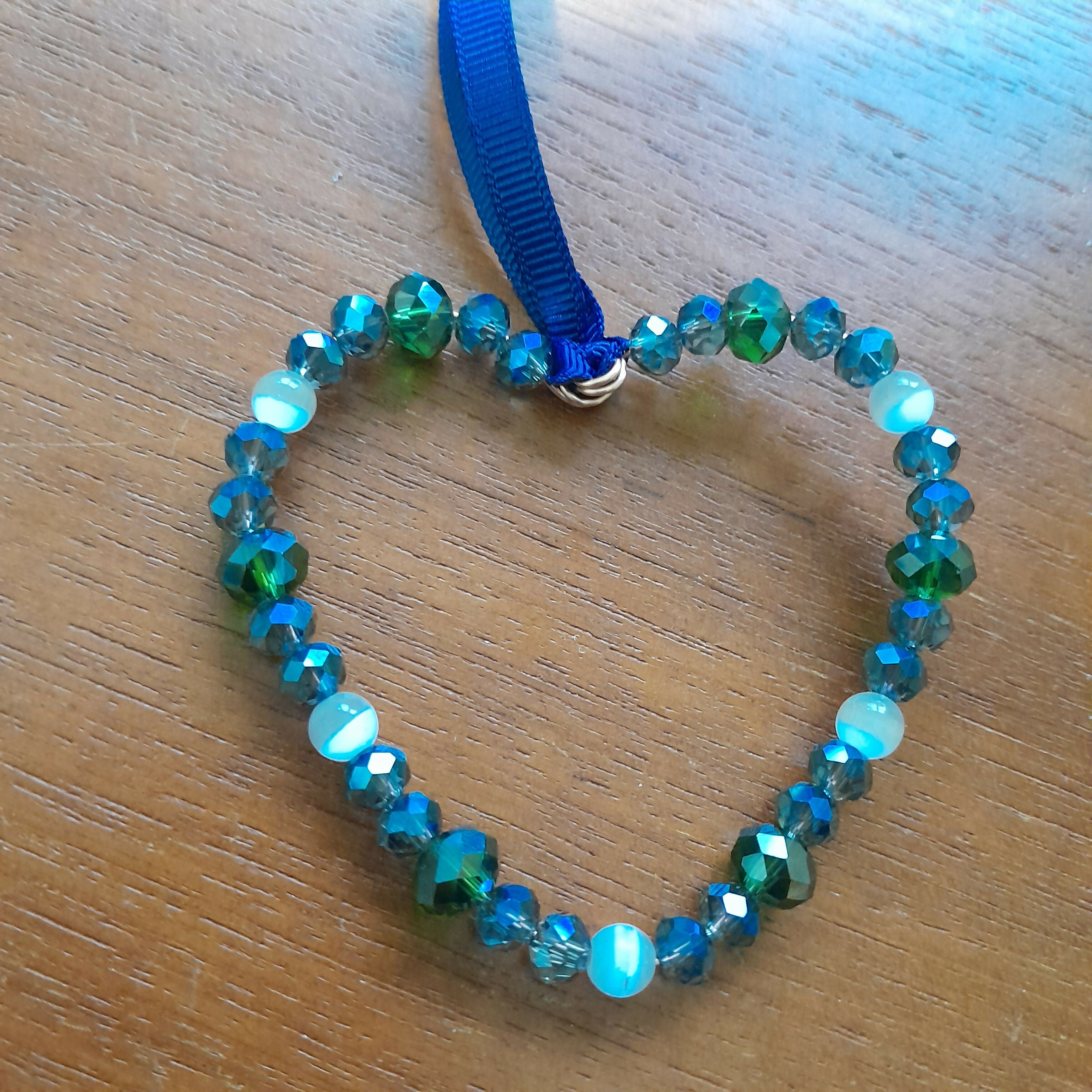 Love Token/Tree Jewellery Pure Copper Wire with Faceted Glass Beads.