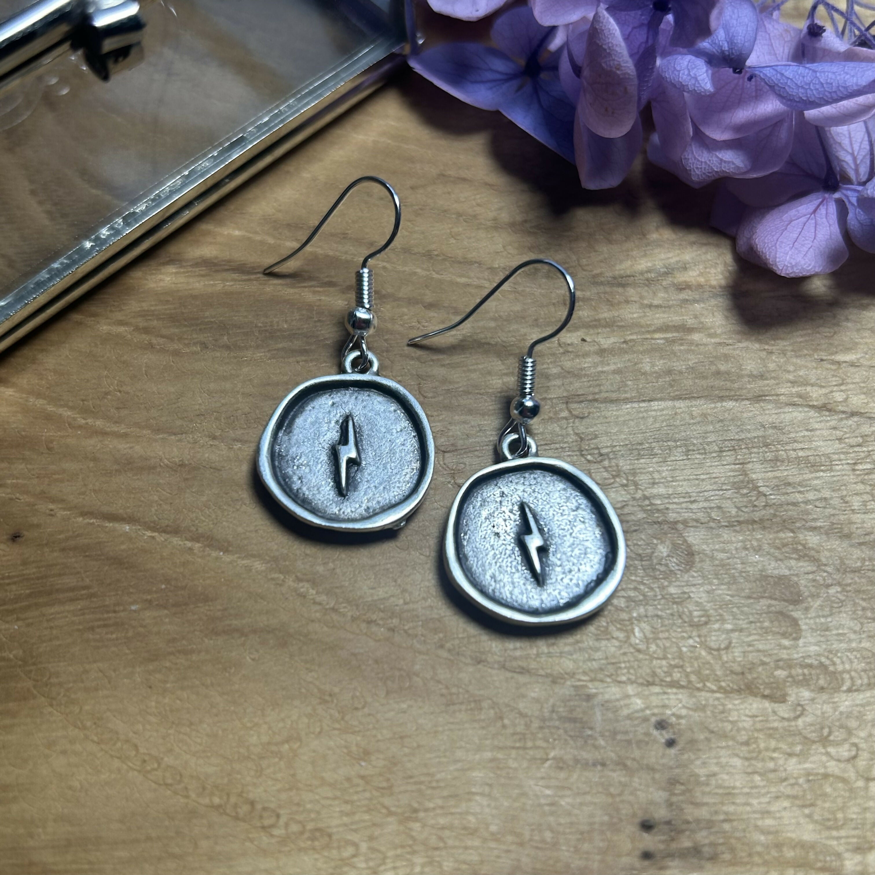 Lovely Silver Plated Lightening Bolt Earrings