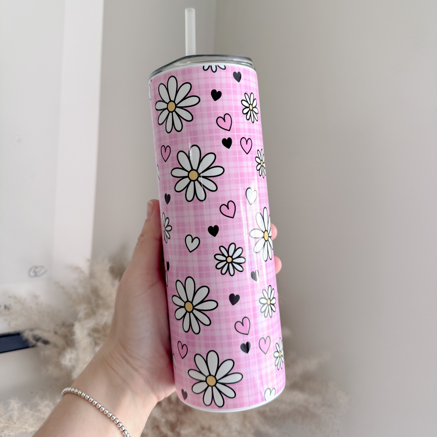 Pink Daisy 20z Stainless Steel Tumbler