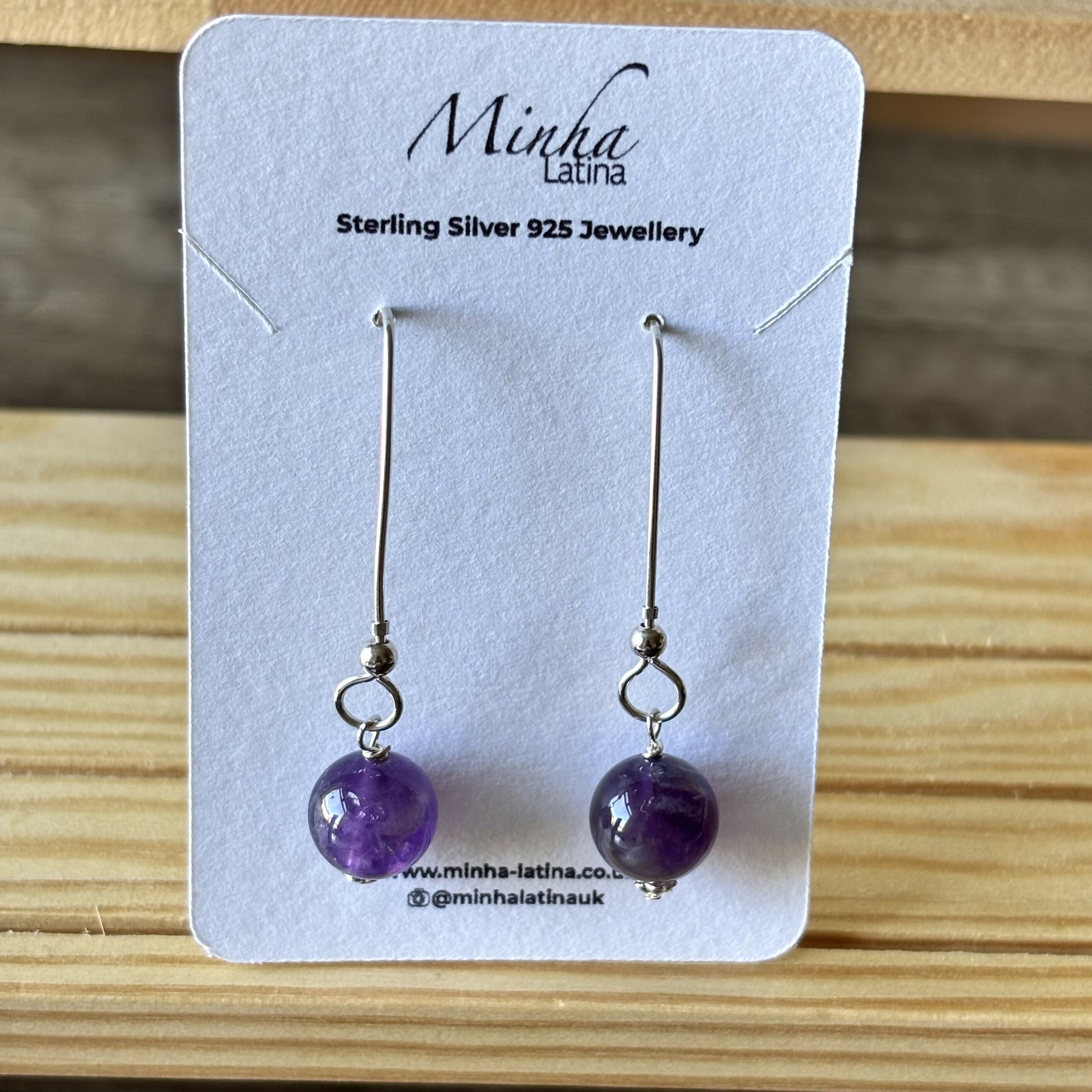 Sterling Silver Amethyst Drop Earrings