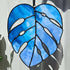 Mottled Blue Stained Glass Monstera Leaf