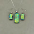 Rainbow Flower Dichroic Glass Necklace and Earrings Set - Sterling Silver, Handmade by Jade Tapson Glass.