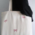 Hand Embroidered Pink Bows Tote Bag