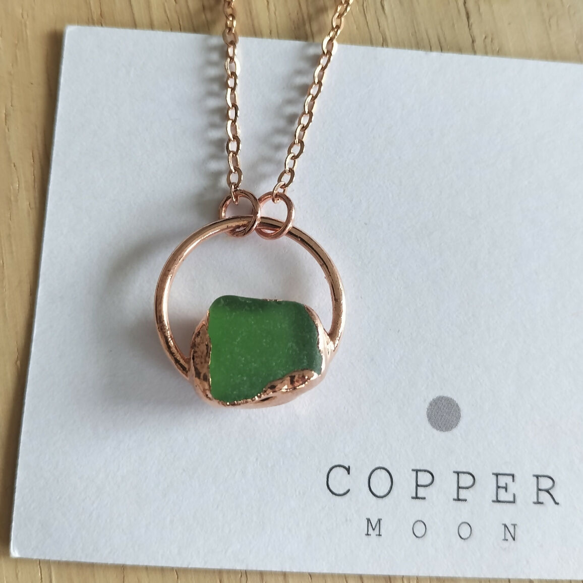 Seaglass Moon Necklace Green