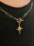 Gold North Star Toggle Necklace on Paperclip Gold Plated Chain