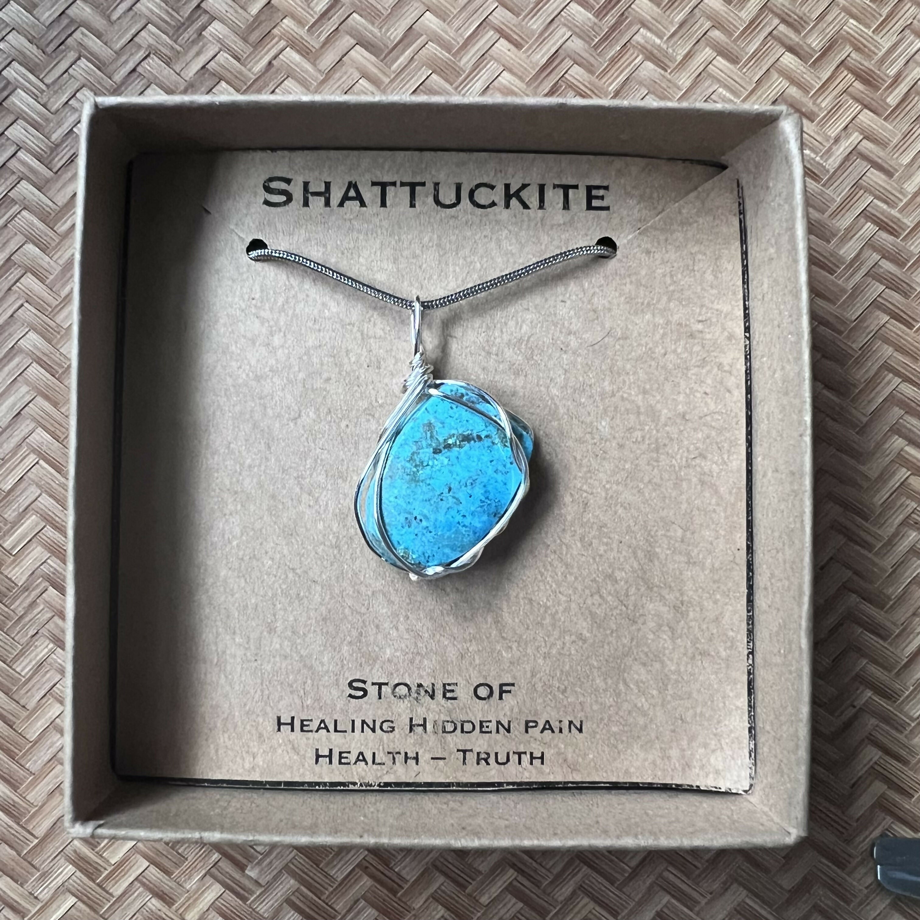 Shattuckite Wire Wrapped Pendant