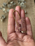 Floral Drop Earrings with Gold Arc and Flower Cluster in Blush Pink