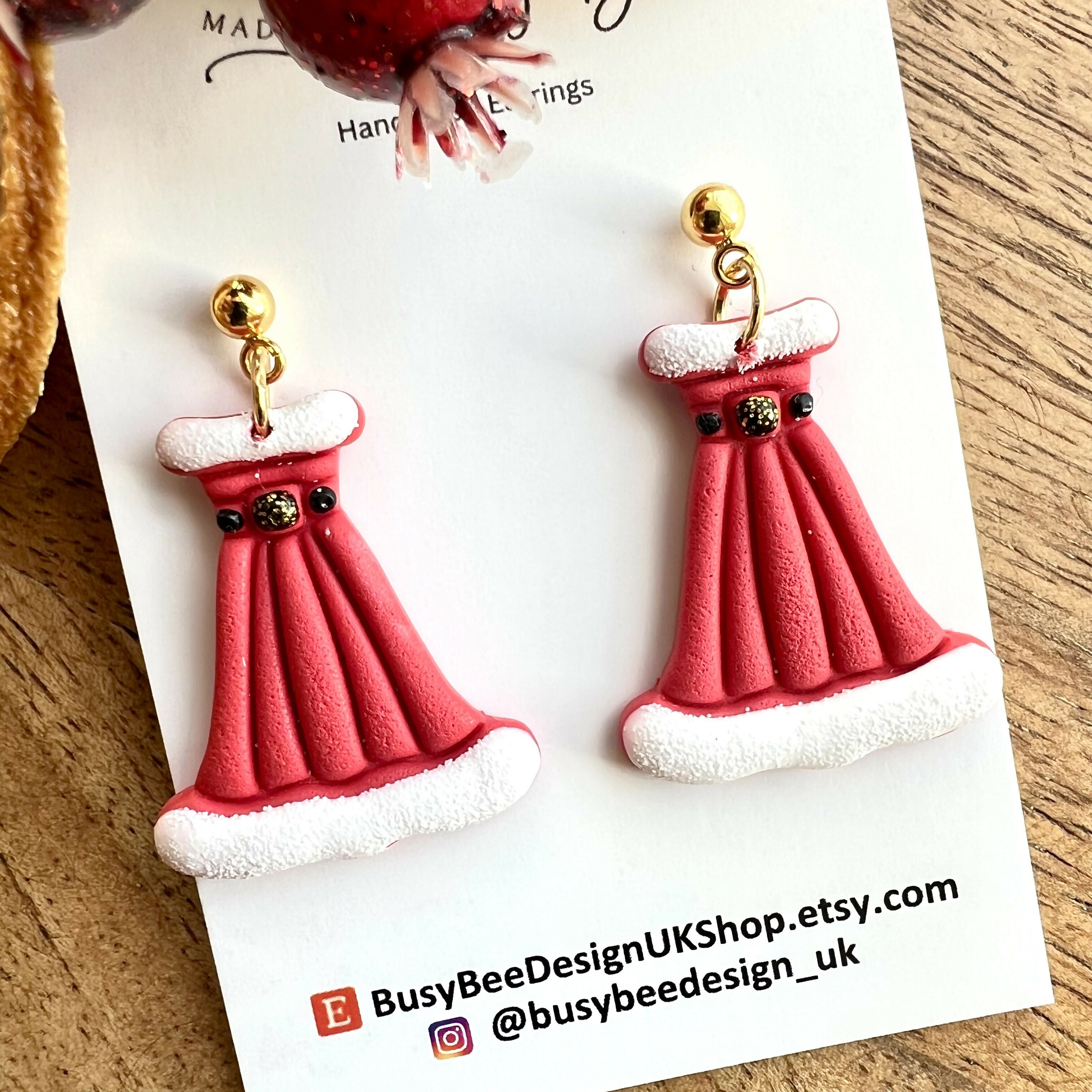 Polymer Clay Christmas Earrings / Handmade Festive Dangles / Xmas Jewellery