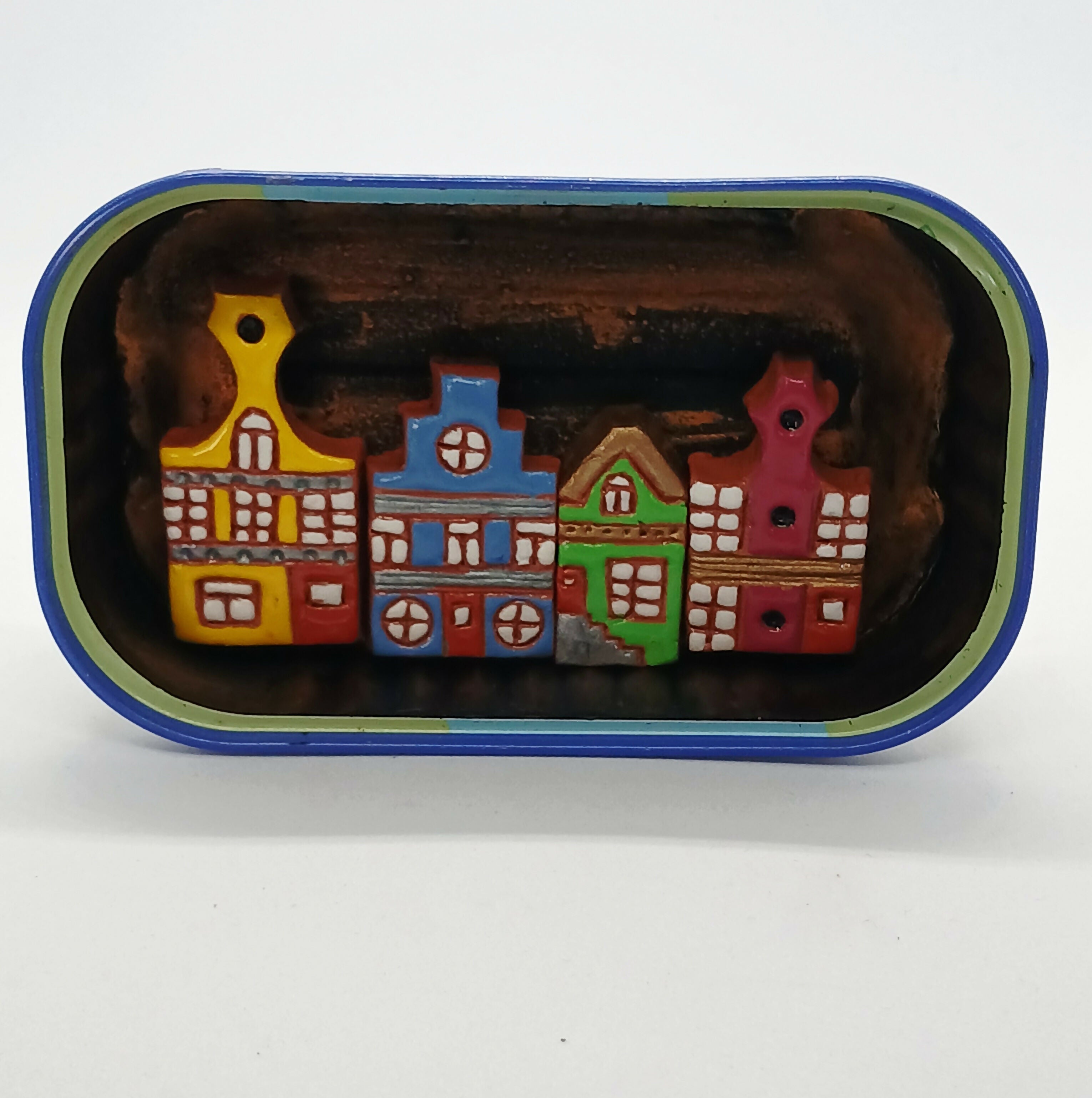 Colourful Dutch House Row Metal Tin