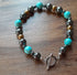 Gemstone Bracelet with a Tibetan Silver Toggle Catch, Grey Hematite, Turquoise and Bronze Hematite.
